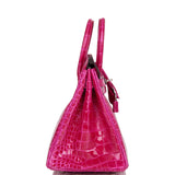 Hermes Birkin 25 Rose Mexico Shiny Porosus Crocodile Palladium Hardware