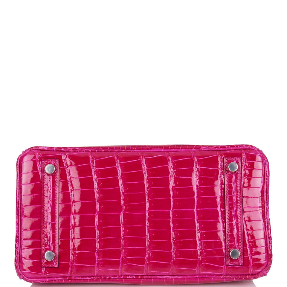 Hermes Birkin 25 Rose Mexico Shiny Porosus Crocodile Palladium Hardware