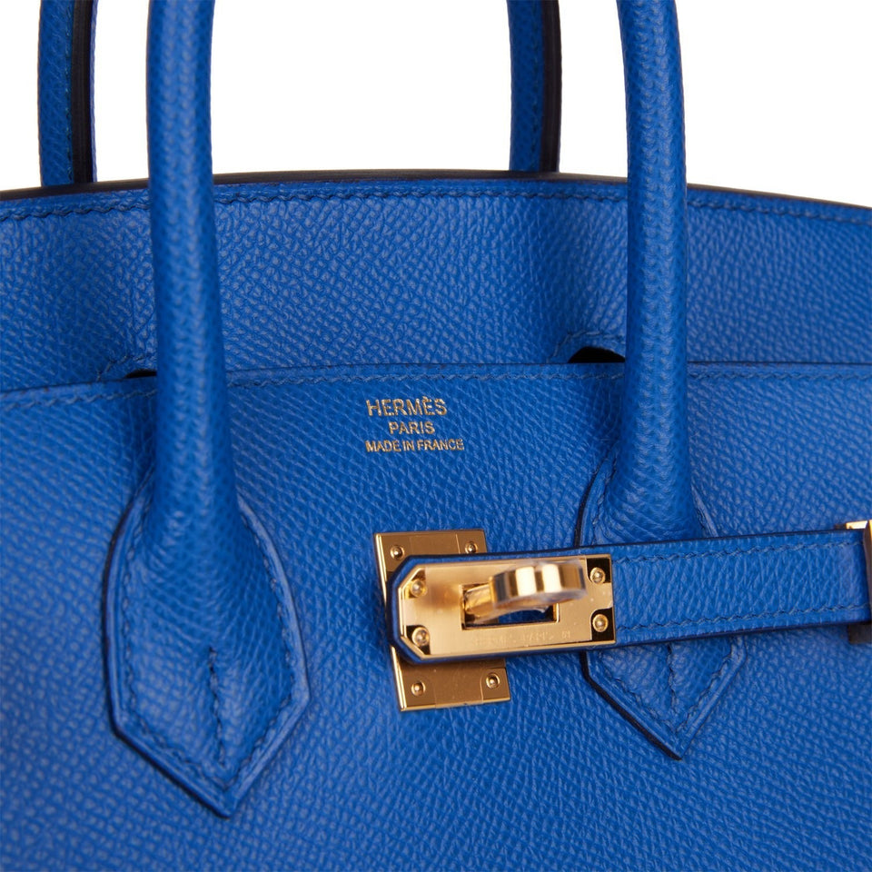 Hermes Birkin Sellier 25 Bleu France Epsom Gold Hardware