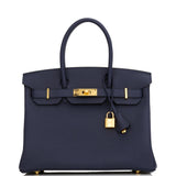 Hermes Birkin 30 Bleu Nuit Togo Gold Hardware
