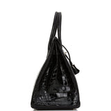 Hermes Birkin 35 Black Shiny Porosus Crocodile Palladium Hardware