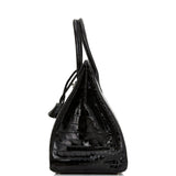 Hermes Birkin 35 Black Shiny Porosus Crocodile Palladium Hardware