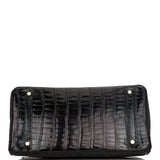 Hermes Birkin 35 Black Shiny Porosus Crocodile Palladium Hardware