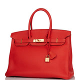 Hermes Birkin 35 Capucine Togo Gold Hardware