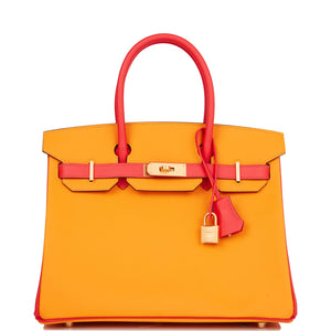 Hermes Special Order (HSS) Birkin 30 Jaune D'Or and Rose Jaipur Epsom Brushed Gold Hardware