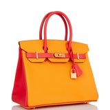 Hermes Special Order (HSS) Birkin 30 Jaune D'Or and Rose Jaipur Epsom Brushed Gold Hardware