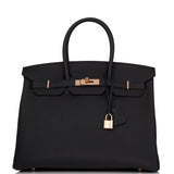Hermes Birkin 35 Black Togo Rose Gold Hardware