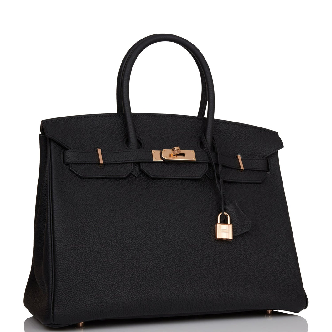 Hermes Birkin 35 Black Togo Rose Gold Hardware