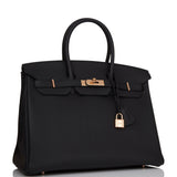 Hermes Birkin 35 Black Togo Rose Gold Hardware