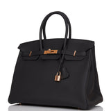 Hermes Birkin 35 Black Togo Rose Gold Hardware