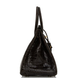 Hermes Birkin 35 Graphite Shiny Porosus Crocodile Gold Hardware