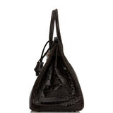 Hermes Birkin 35 Graphite Shiny Porosus Crocodile Gold Hardware