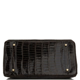 Hermes Birkin 35 Graphite Shiny Porosus Crocodile Gold Hardware
