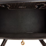 Hermes Birkin 35 Graphite Shiny Porosus Crocodile Gold Hardware
