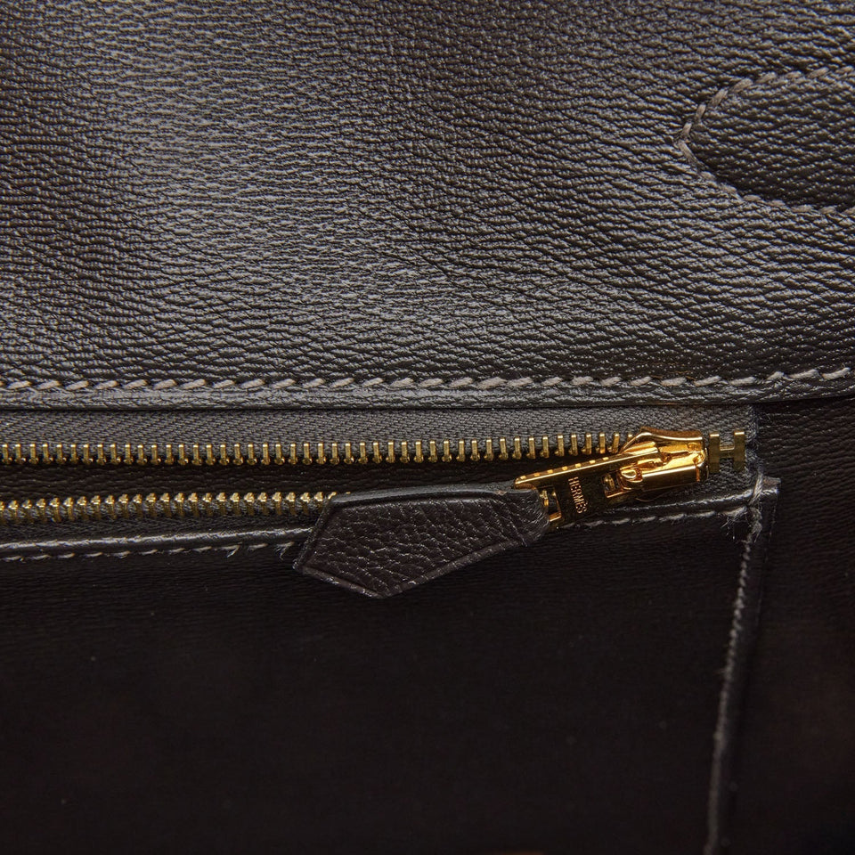 Hermes Birkin 35 Graphite Shiny Porosus Crocodile Gold Hardware