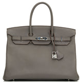 Hermes Birkin 35 Etain Togo Palladium Hardware