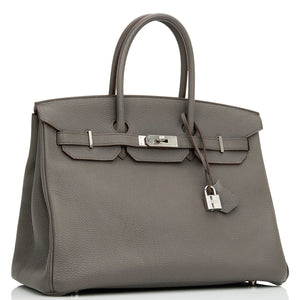 Hermes Birkin 35 Etain Togo Palladium Hardware