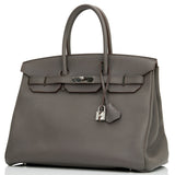 Hermes Birkin 35 Etain Togo Palladium Hardware