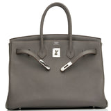 Hermes Birkin 35 Etain Togo Palladium Hardware