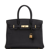 Hermes Birkin 30 Black Togo Gold Hardware