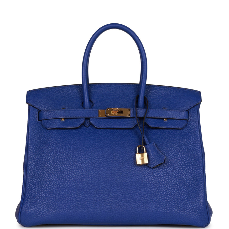 Hermes Special Order (HSS) Birkin 35 Bleu Electric Verso Clemence Gold Hardware