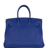 Hermes Special Order (HSS) Birkin 35 Bleu Electric Verso Clemence Gold Hardware