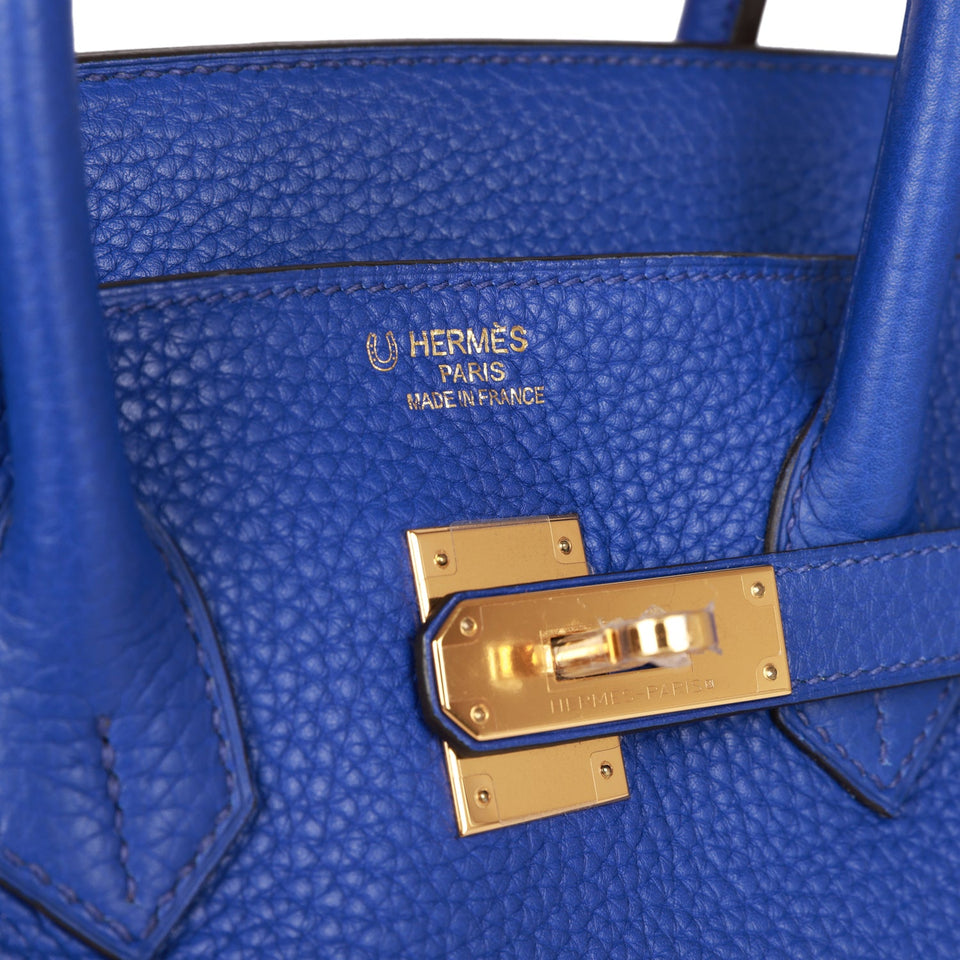 Hermes Special Order (HSS) Birkin 35 Bleu Electric Verso Clemence Gold Hardware