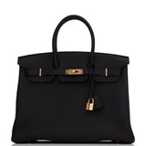 Hermes Birkin 35 Black Togo Rose Gold Hardware