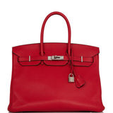 Hermes Birkin 35 Rouge Casaque Clemence Palladium Hardware
