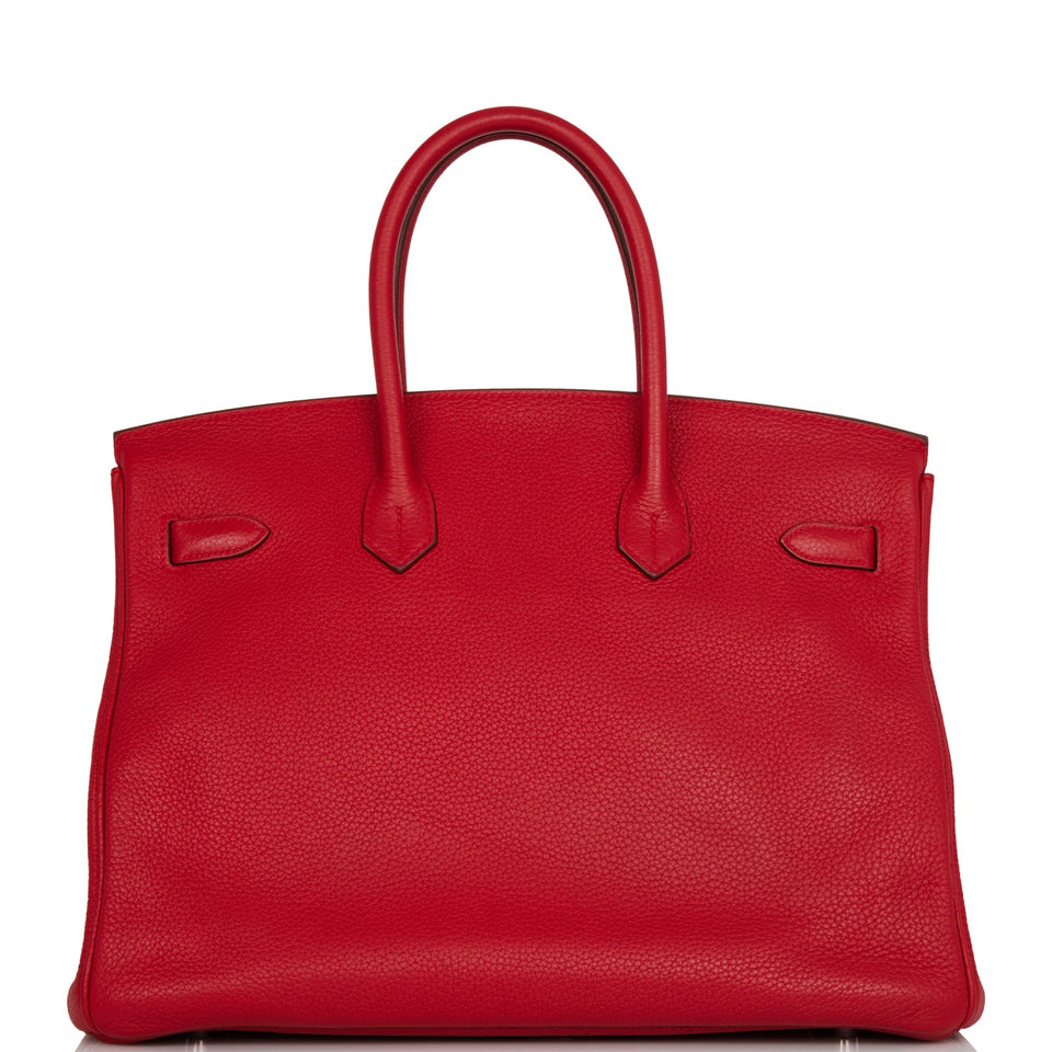 Hermes Birkin 35 Rouge Casaque Clemence Palladium Hardware