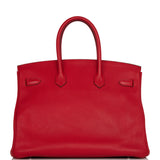 Hermes Birkin 35 Rouge Casaque Clemence Palladium Hardware
