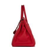 Hermes Birkin 35 Rouge Casaque Clemence Palladium Hardware