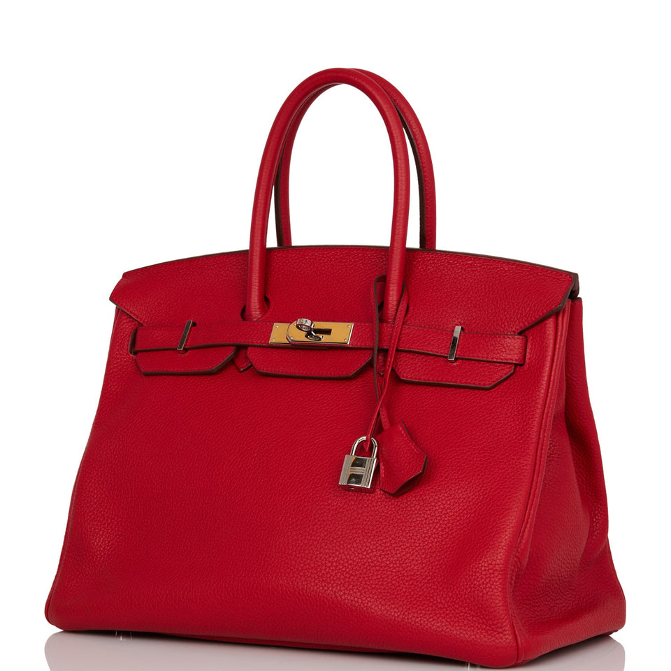 Hermes Birkin 35 Rouge Casaque Clemence Palladium Hardware