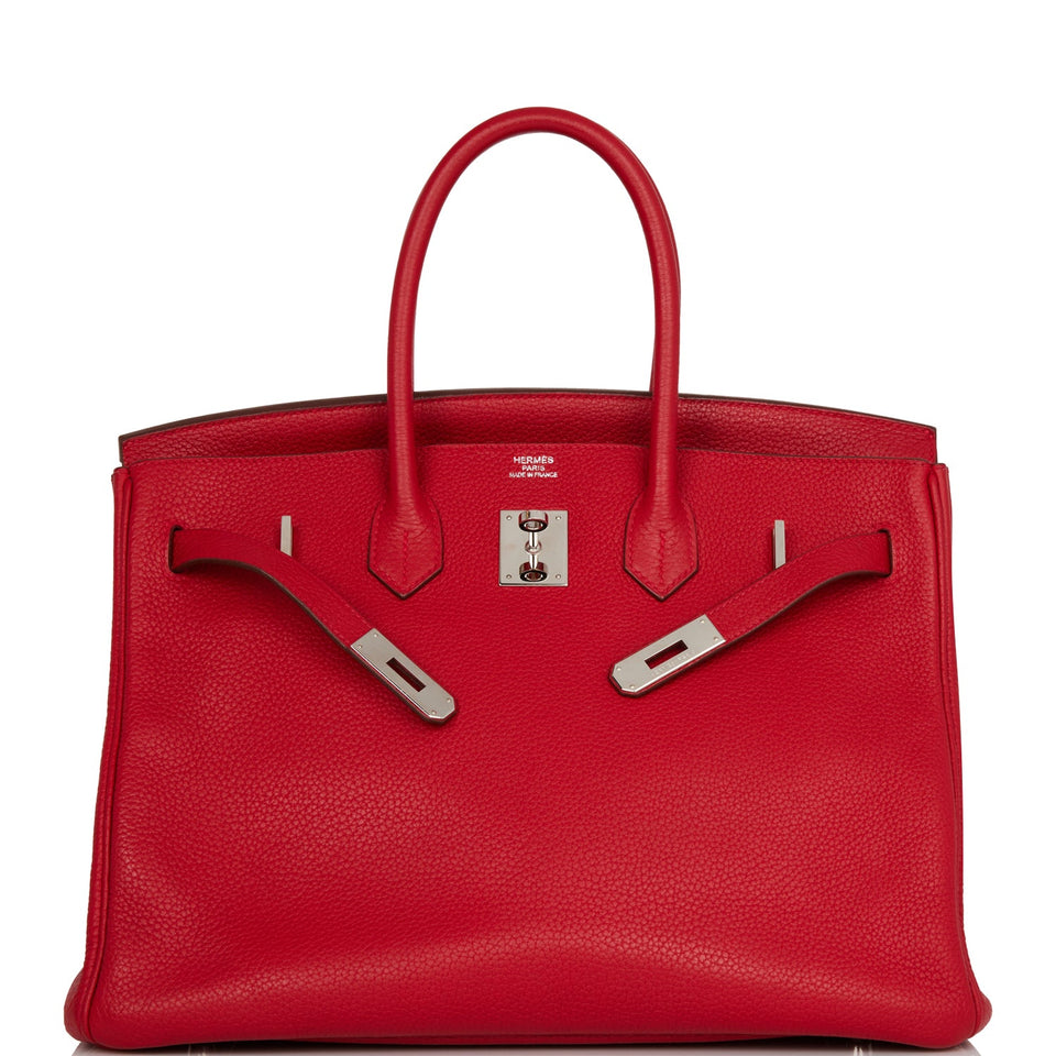Hermes Birkin 35 Rouge Casaque Clemence Palladium Hardware