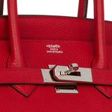 Hermes Birkin 35 Rouge Casaque Clemence Palladium Hardware