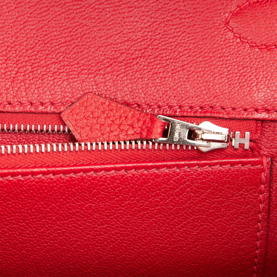 Hermes Birkin 35 Rouge Casaque Clemence Palladium Hardware