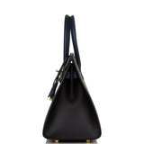 Hermes Birkin 30 Casaque Black, Bleu Indigo and Bleu Zanzibar Epsom Gold Hardware