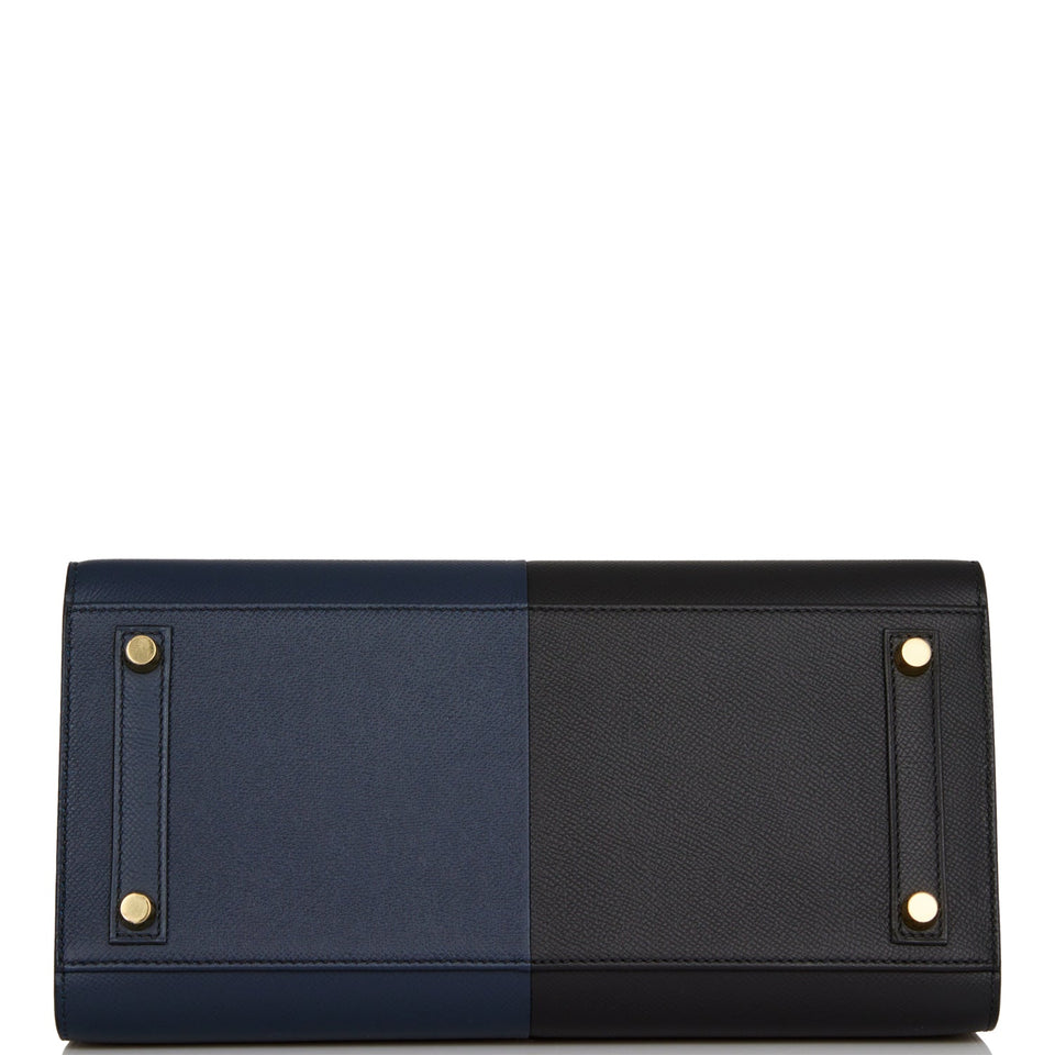 Hermes Birkin 30 Casaque Black, Bleu Indigo and Bleu Zanzibar Epsom Gold Hardware