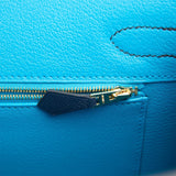 Hermes Birkin 30 Casaque Black, Bleu Indigo and Bleu Zanzibar Epsom Gold Hardware