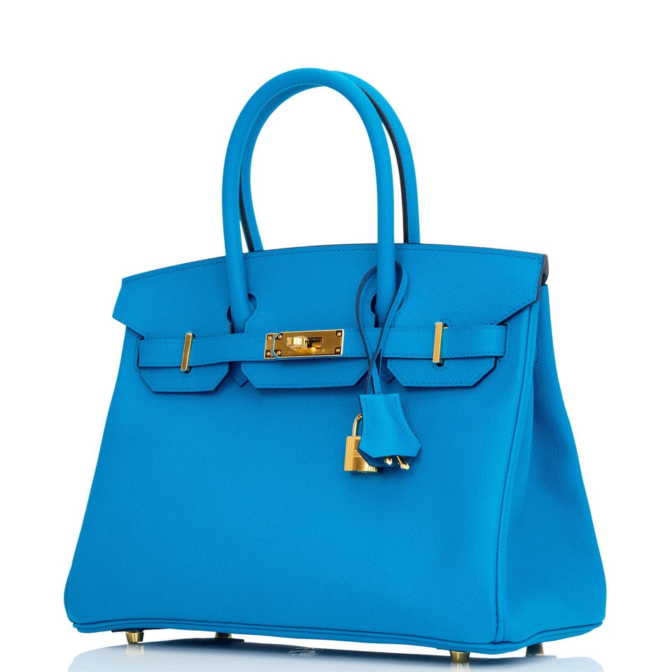 Hermes Birkin 30 Bleu Frida Epsom Gold Hardware