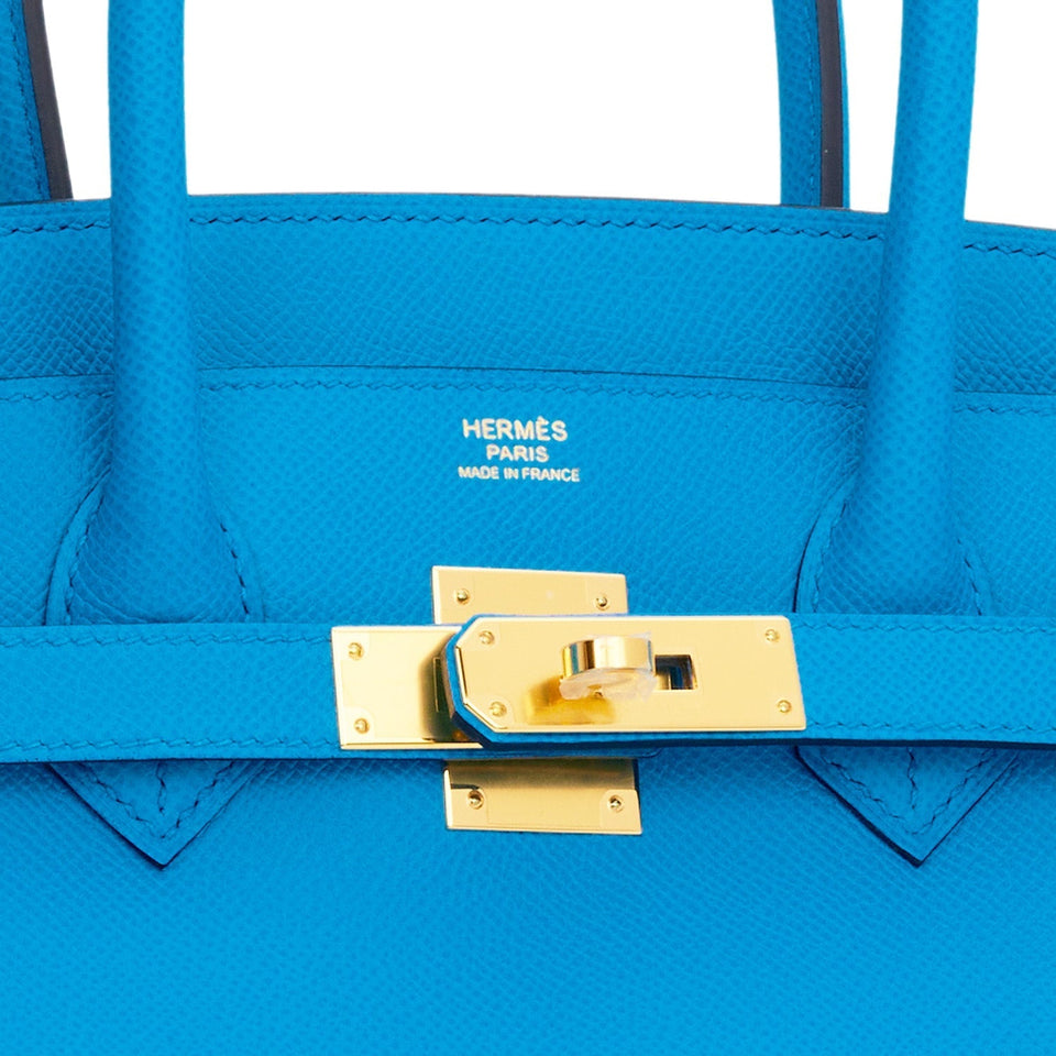 Hermes Birkin 30 Bleu Frida Epsom Gold Hardware