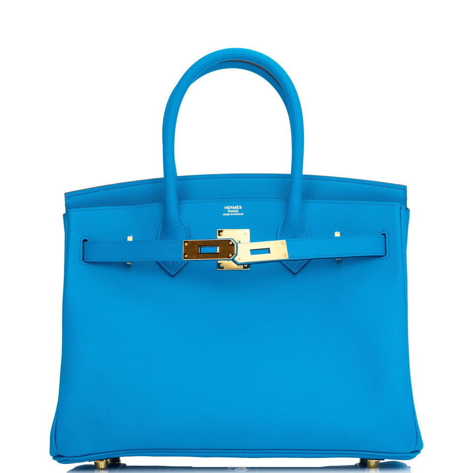 Hermes Birkin 30 Bleu Frida Epsom Gold Hardware