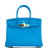 Hermes Birkin 30 Bleu Frida Epsom Gold Hardware