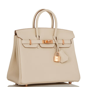 Hermes Birkin 25 Craie Togo Rose Gold Hardware