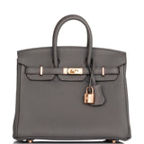 Hermes Birkin 25 Etain Togo Rose Gold Hardware