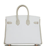 Hermes Special Order (HSS) Birkin 25 White and Gris Perle Clemence Rose Gold Hardware