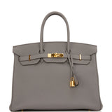 Hermes Birkin 35 Etain Togo Gold Hardware