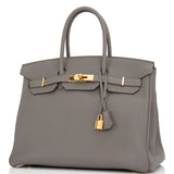 Hermes Birkin 35 Etain Togo Gold Hardware
