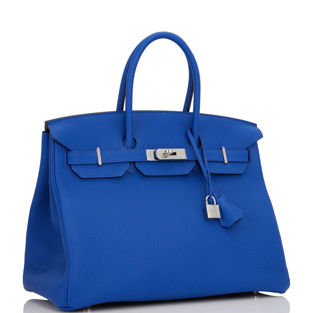 Hermes Birkin 35 Bleu Royal Togo Palladium Hardware