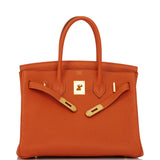 Hermes Birkin 30 Orange Togo Gold Hardware